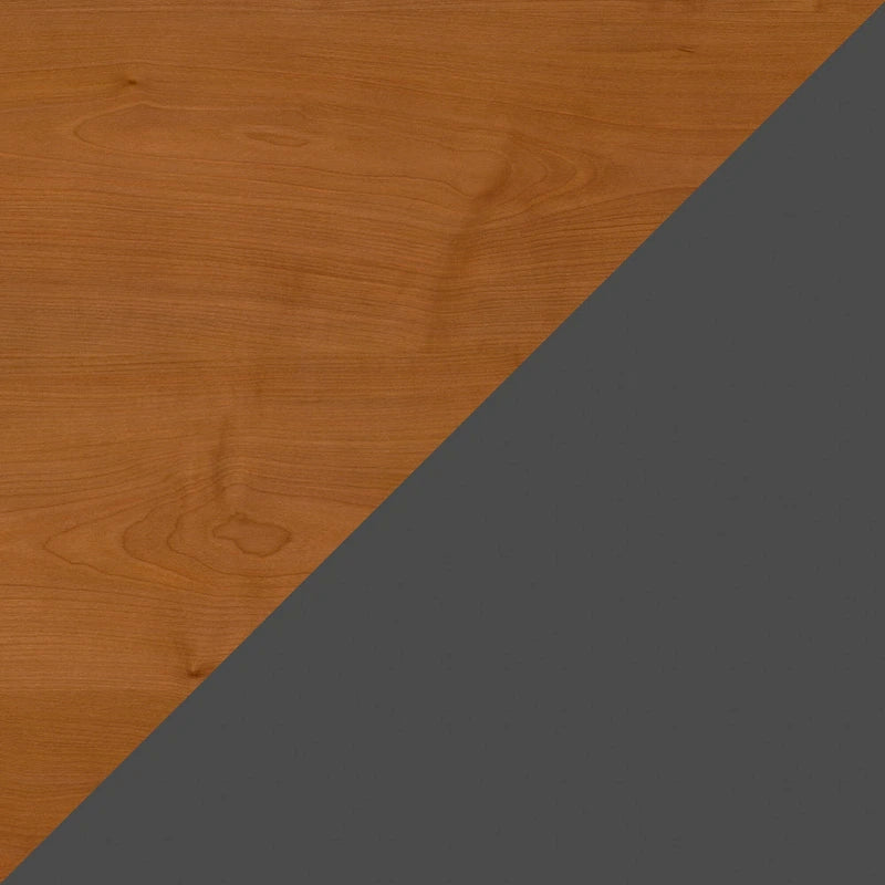 Bureau d'angle avec tiroirs et gestion des câbles, couleur moka-cerise