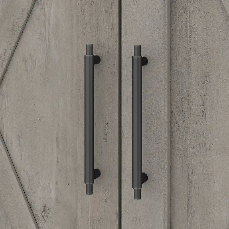 Armoire de rangement au-dessus des toilettes avec portes de grange motif X, gris bois flotté ou frêne blanc