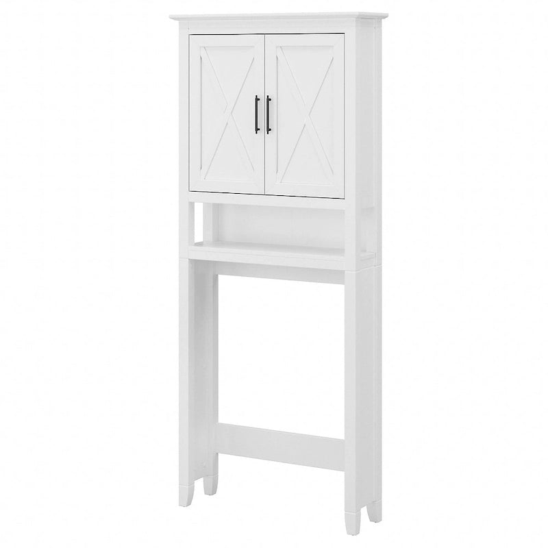 Armoire de rangement au-dessus des toilettes avec portes de grange motif X, gris bois flotté ou frêne blanc