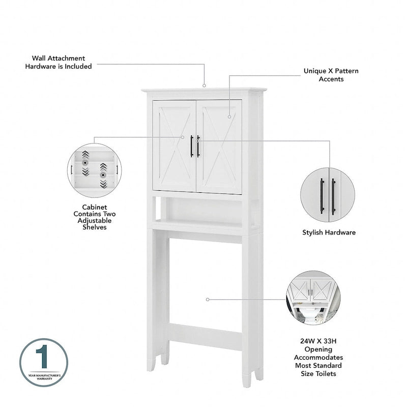 Armoire de rangement au-dessus des toilettes avec portes de grange motif X, gris bois flotté ou frêne blanc
