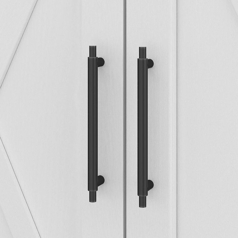 Armoire de rangement au-dessus des toilettes avec portes de grange motif X, gris bois flotté ou frêne blanc