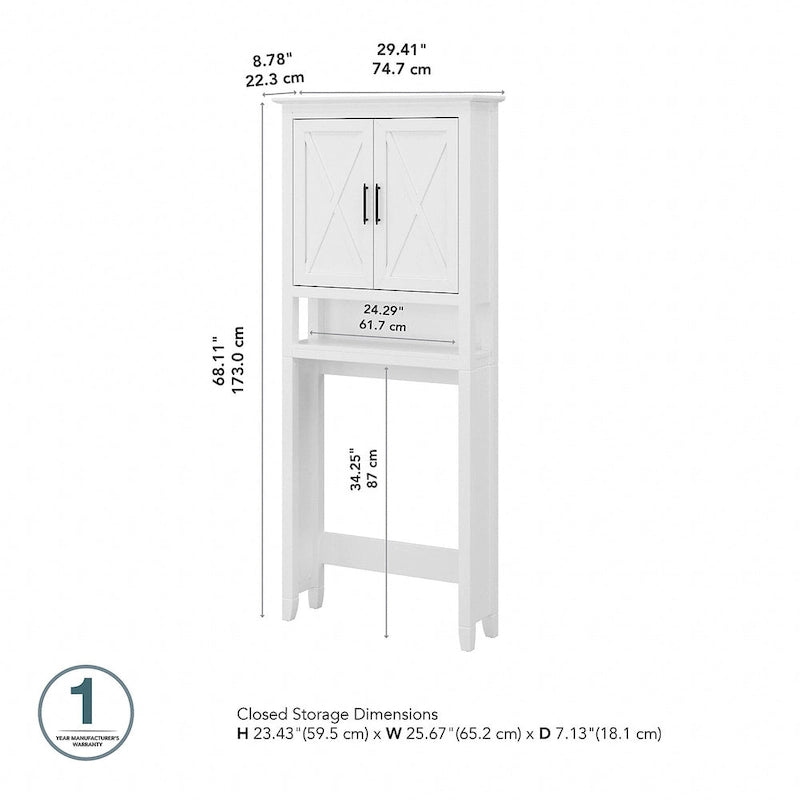 Armoire de rangement au-dessus des toilettes avec portes de grange motif X, gris bois flotté ou frêne blanc