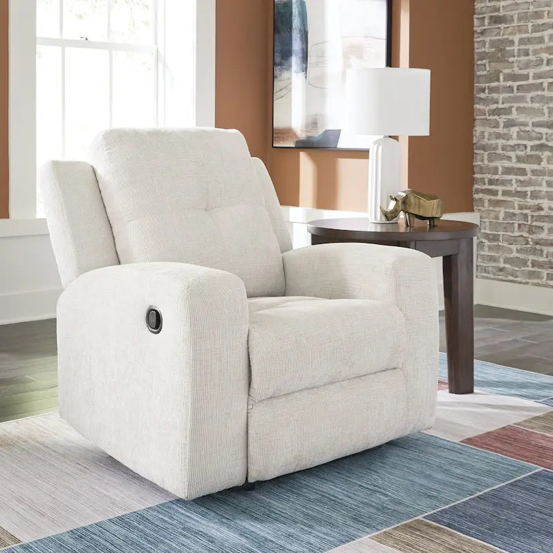 Fauteuil inclinable zéro dégagement avec tirette, dossier capitonné et revêtement en polyester