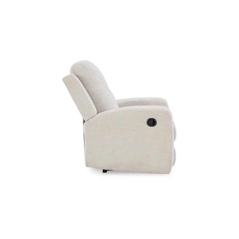 Fauteuil inclinable zéro dégagement avec tirette, dossier capitonné et revêtement en polyester