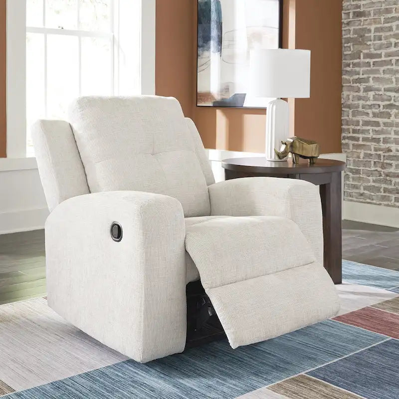 Fauteuil inclinable zéro dégagement avec tirette, dossier capitonné et revêtement en polyester