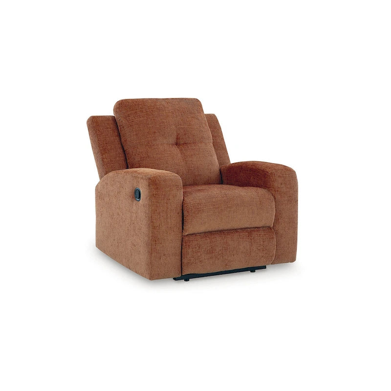 Fauteuil inclinable zéro dégagement avec tirette, dossier capitonné et revêtement en polyester