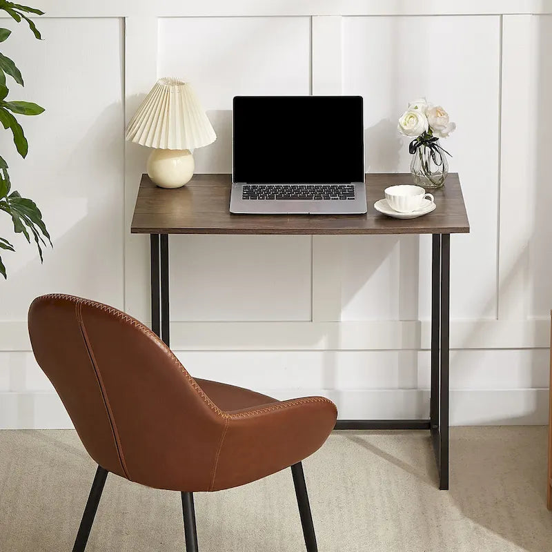Bureau d'écriture pliable, aucun assemblage requis, table d'ordinateur portable peu encombrante, style industriel marron