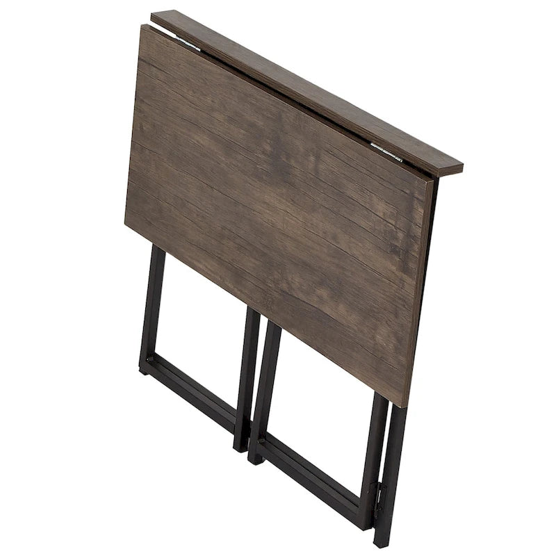 Bureau d'écriture pliable, aucun assemblage requis, table d'ordinateur portable peu encombrante, style industriel marron