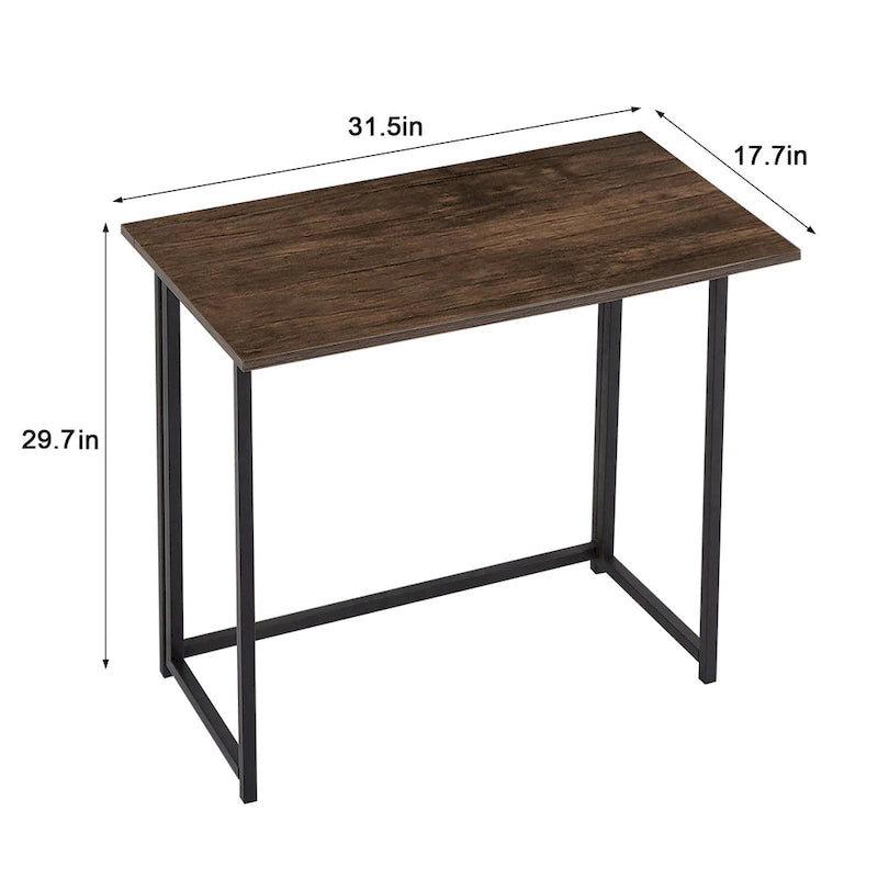 Bureau d'écriture pliable, aucun assemblage requis, table d'ordinateur portable peu encombrante, style industriel marron