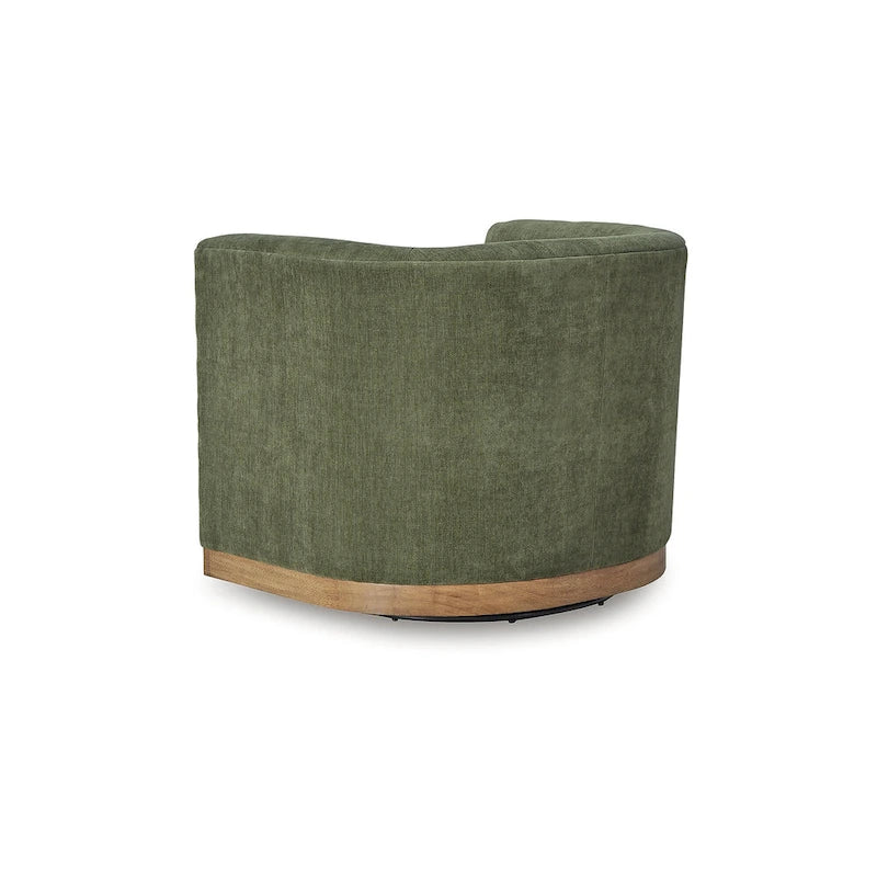 Fauteuil d'appoint pivotant en polyester vert forêt avec piètement en bois