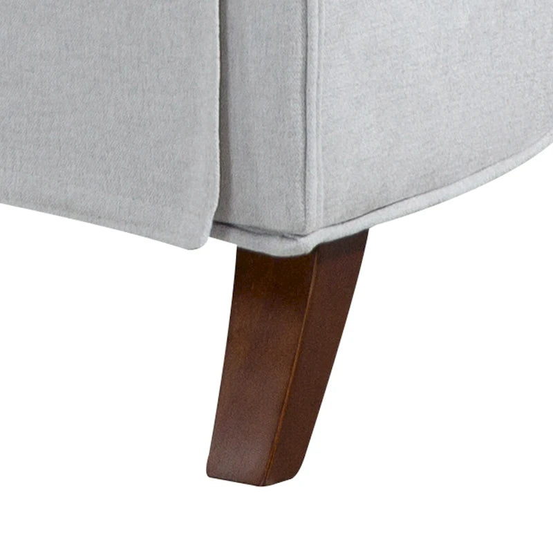 Fauteuil d'appoint capitonné à oreilles avec pieds rétro en bois, bleu et avoine