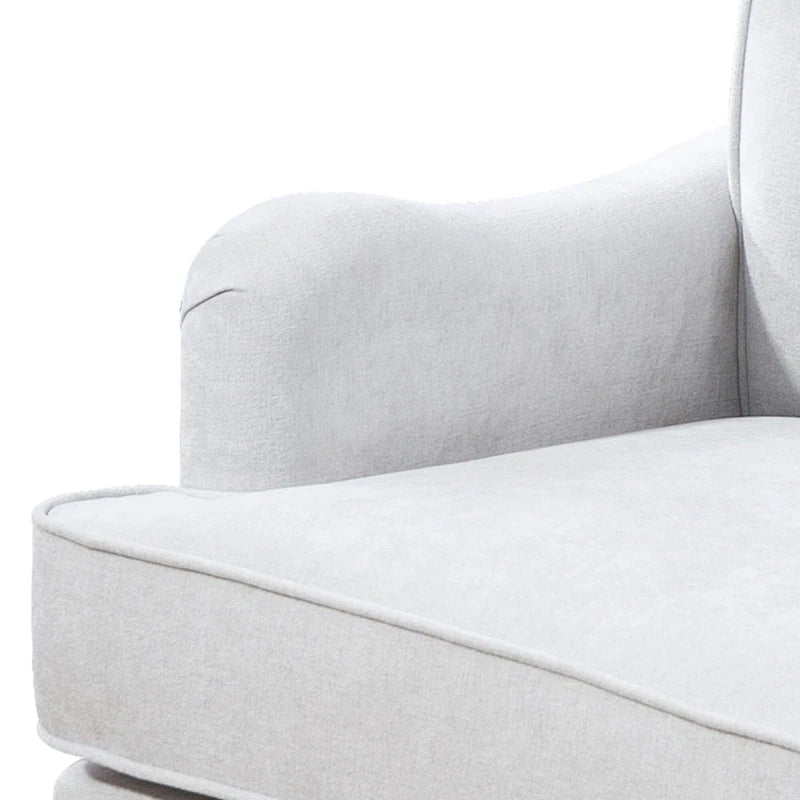 Fauteuil d'appoint capitonné à oreilles avec pieds rétro en bois, bleu et avoine