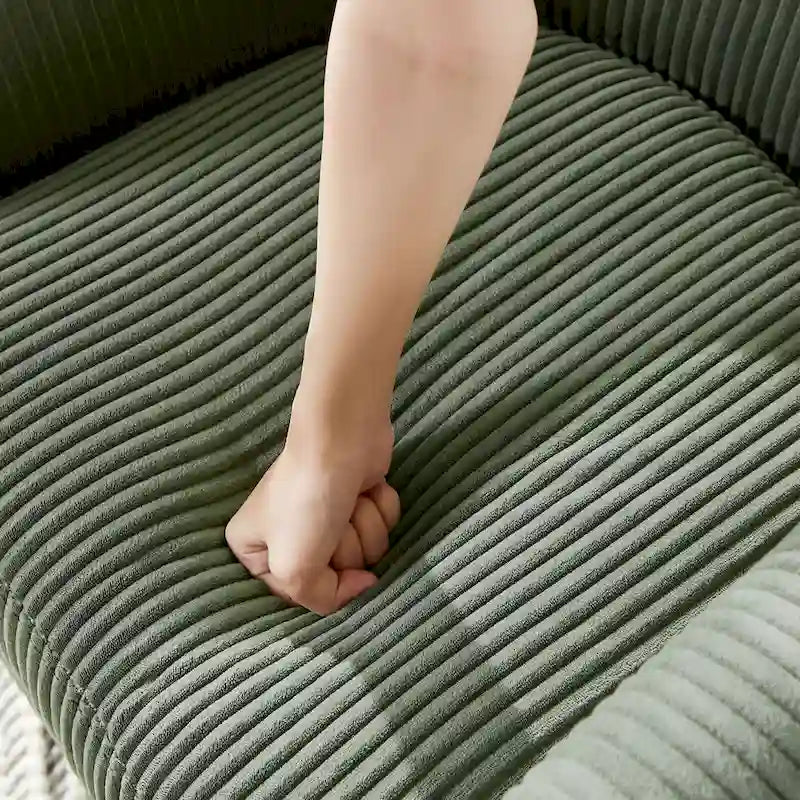 Fauteuil d'appoint pivotant à 360° en velours côtelé vert avec dossier mi-haut