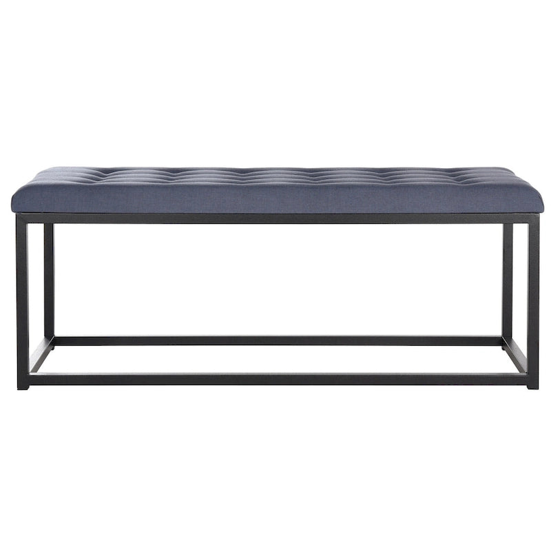 Banc de chambre/entrée capitonné avec cadre en métal, bleu marine