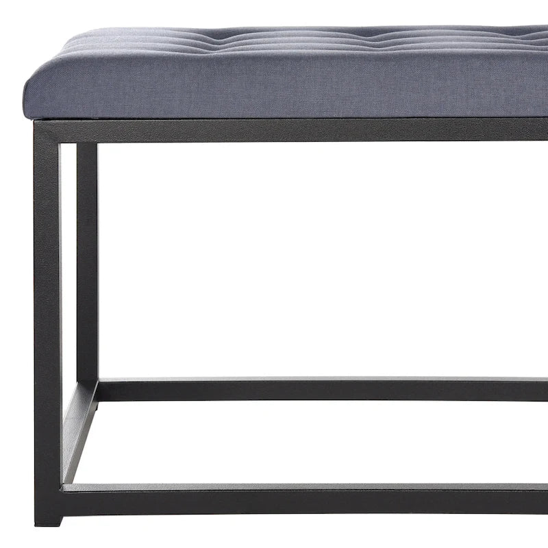 Banc de chambre/entrée capitonné avec cadre en métal, bleu marine