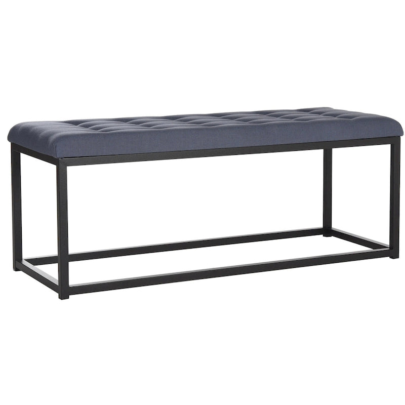 Banc de chambre/entrée capitonné avec cadre en métal, bleu marine