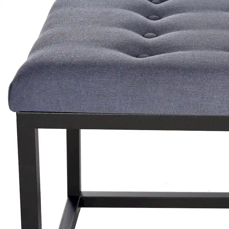 Banc de chambre/entrée capitonné avec cadre en métal, bleu marine