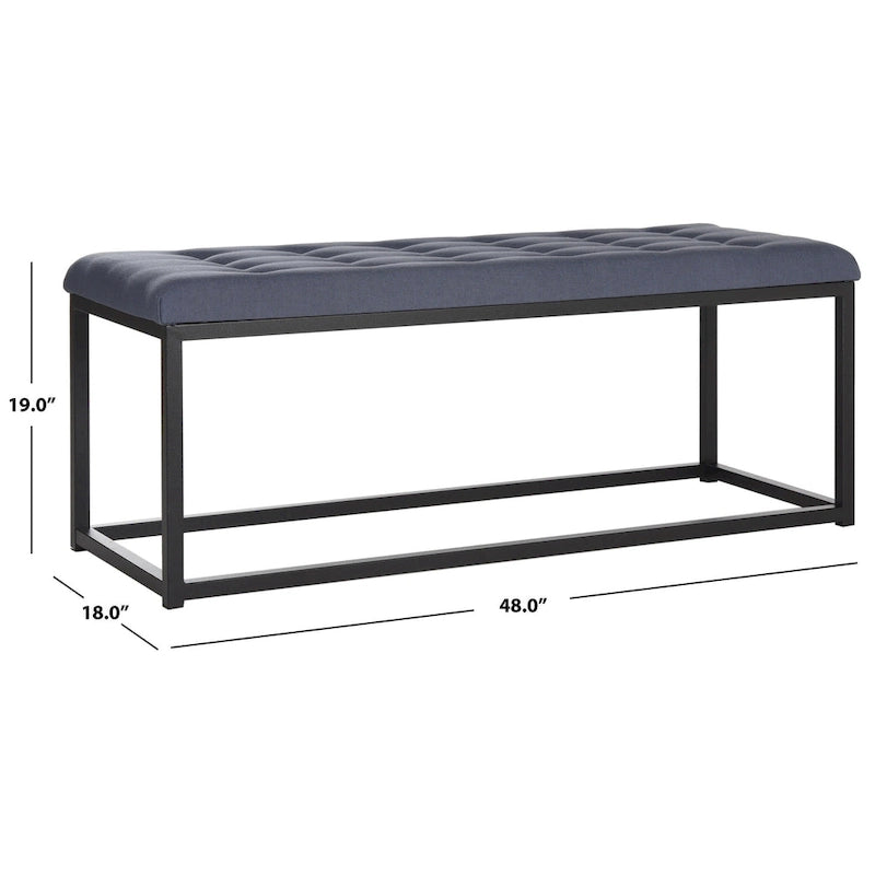 Banc de chambre/entrée capitonné avec cadre en métal, bleu marine