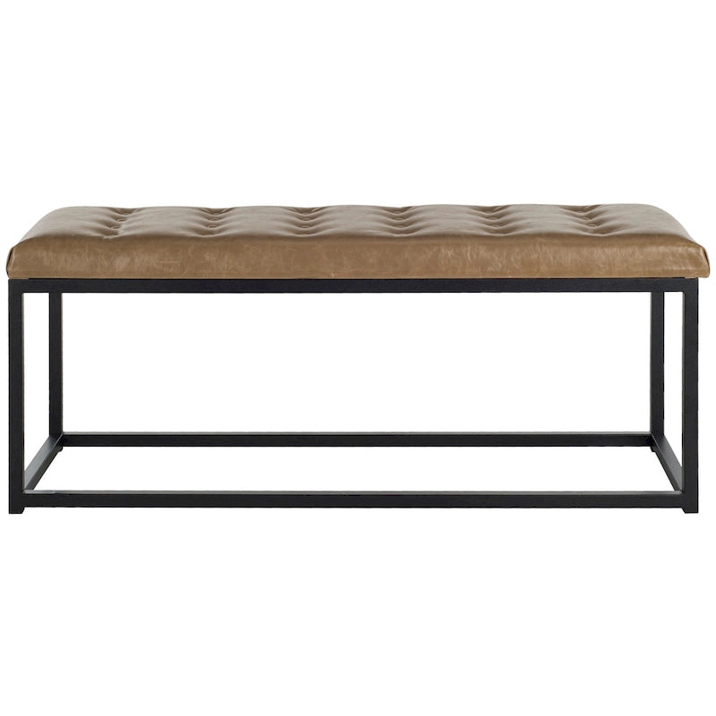 Banc de chambre/entrée capitonné avec cadre en métal, bleu marine