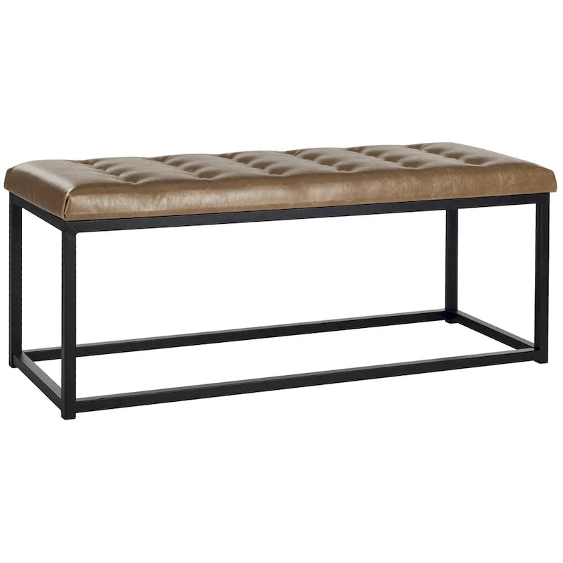 Banc de chambre/entrée capitonné avec cadre en métal, bleu marine
