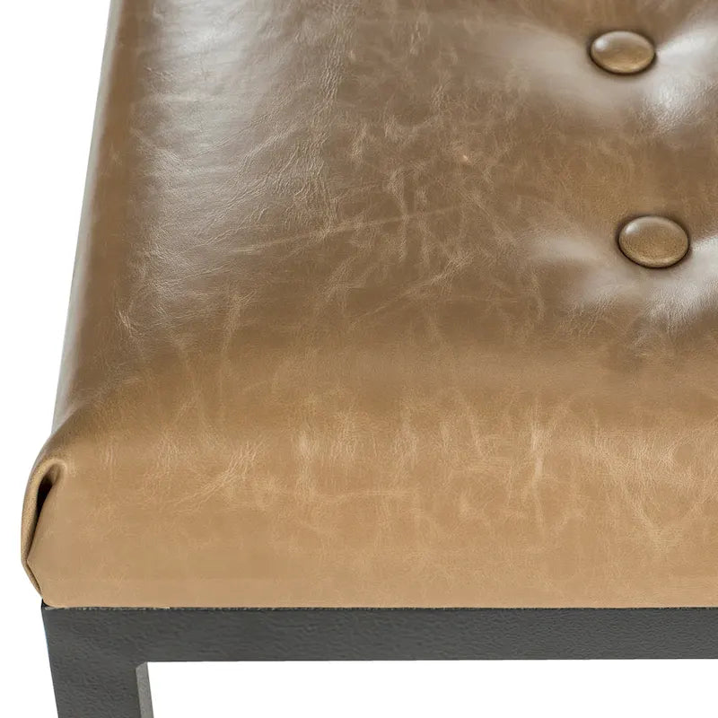 Banc de chambre/entrée capitonné avec cadre en métal, bleu marine