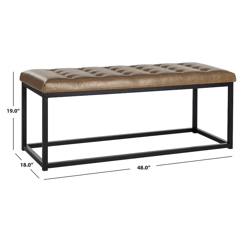 Banc de chambre/entrée capitonné avec cadre en métal, bleu marine