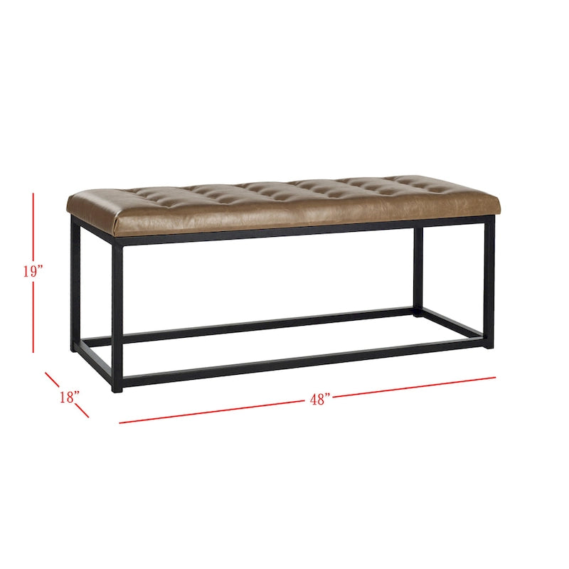Banc de chambre/entrée capitonné avec cadre en métal, bleu marine