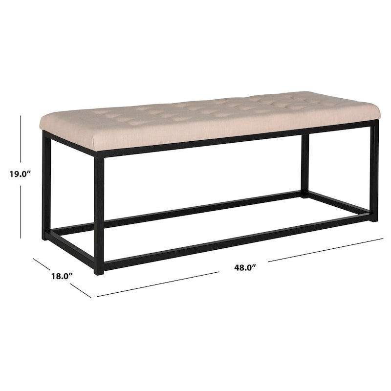 Banc de chambre/entrée capitonné avec cadre en métal, bleu marine