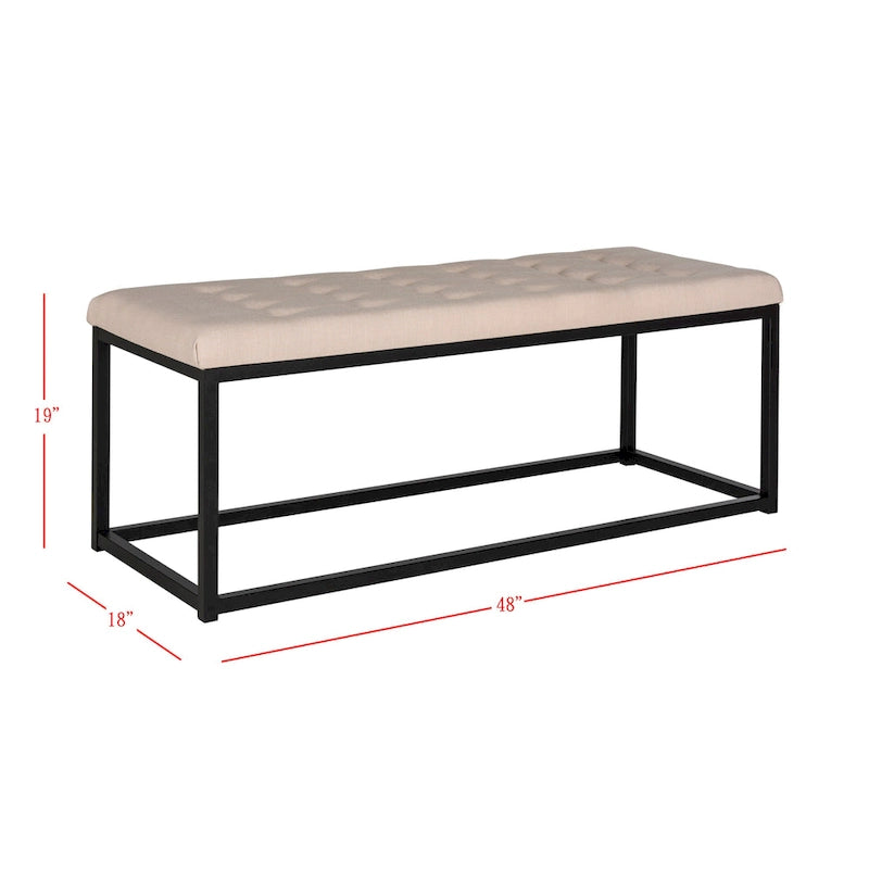 Banc de chambre/entrée capitonné avec cadre en métal, bleu marine