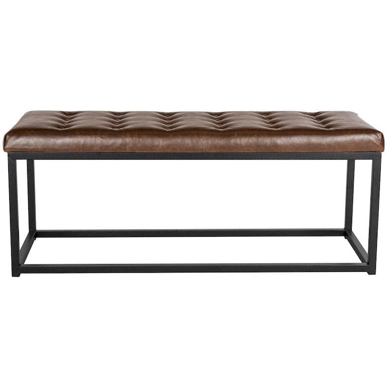 Banc de chambre/entrée capitonné avec cadre en métal, bleu marine