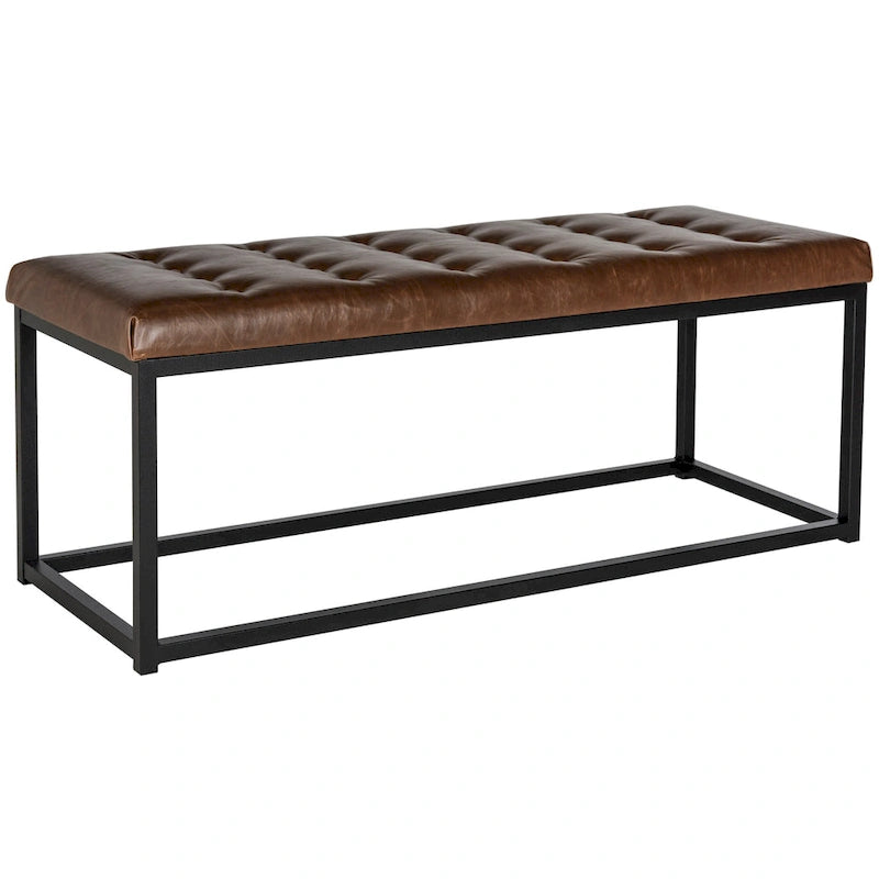 Banc de chambre/entrée capitonné avec cadre en métal, bleu marine