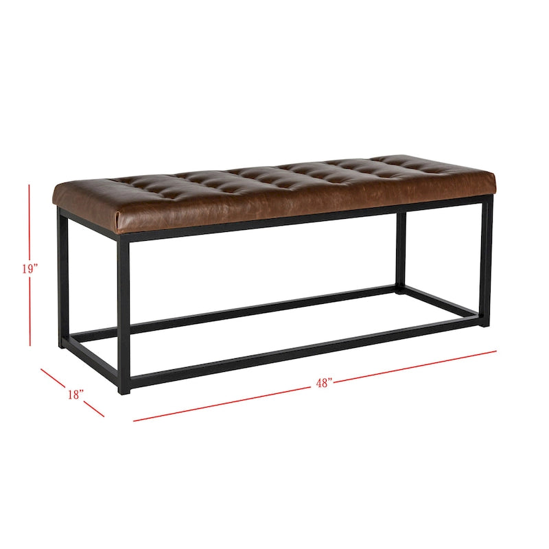 Banc de chambre/entrée capitonné avec cadre en métal, bleu marine
