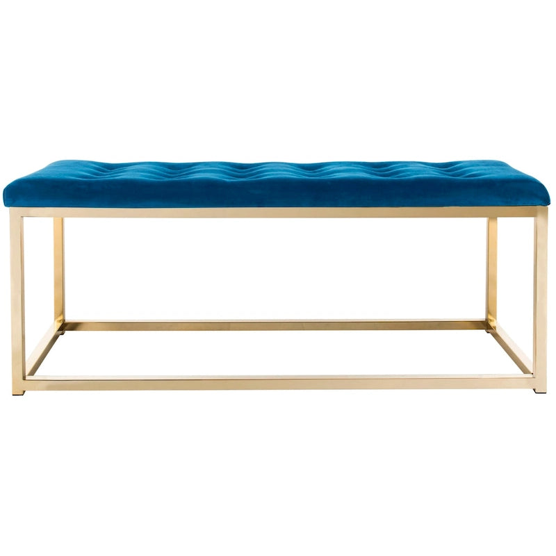 Banc de chambre/entrée capitonné avec cadre en métal, bleu marine