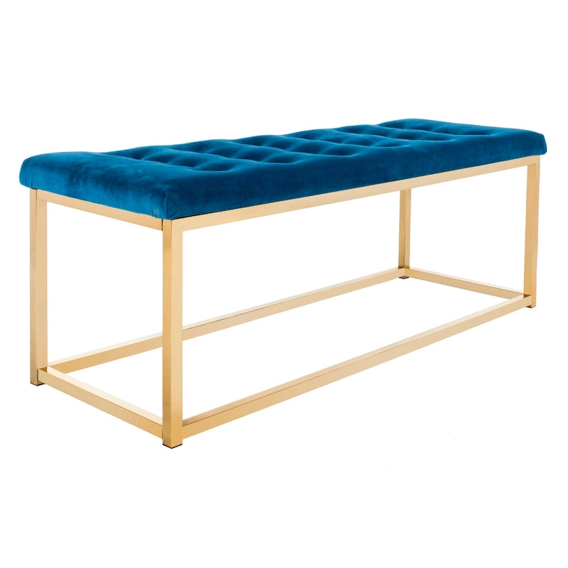 Banc de chambre/entrée capitonné avec cadre en métal, bleu marine