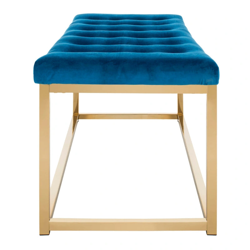 Banc de chambre/entrée capitonné avec cadre en métal, bleu marine