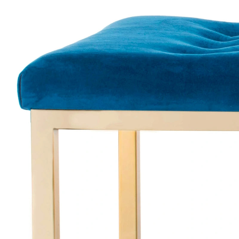 Banc de chambre/entrée capitonné avec cadre en métal, bleu marine