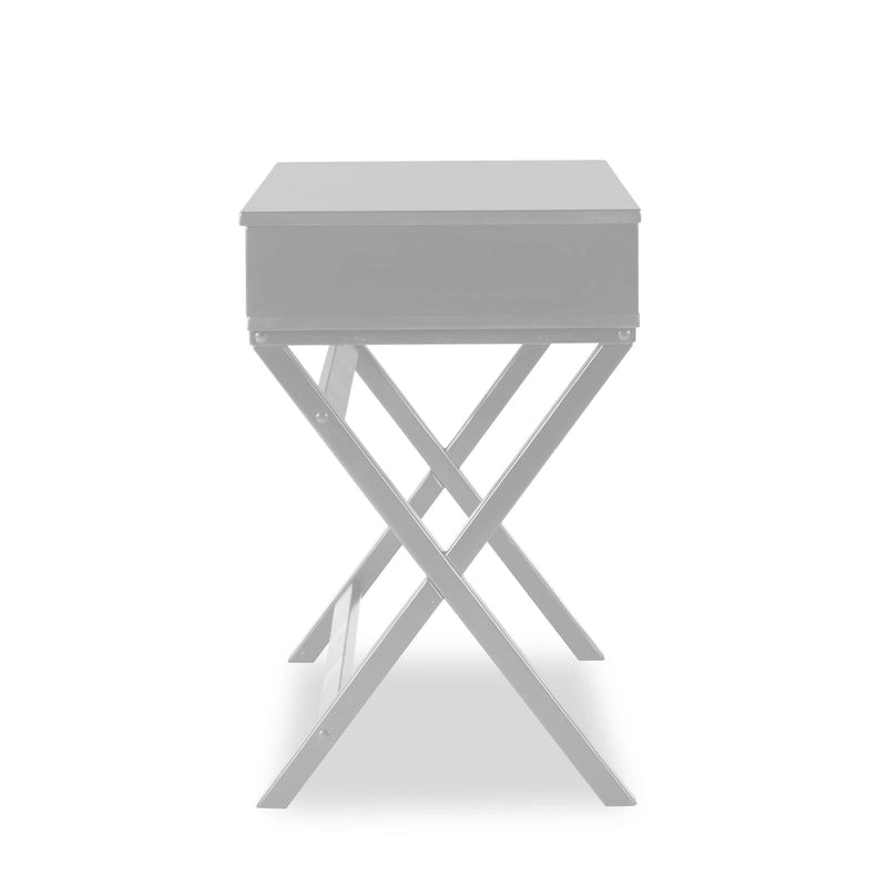 Bureau à plateau relevable de style campagne avec pieds en X, rangement dissimulé