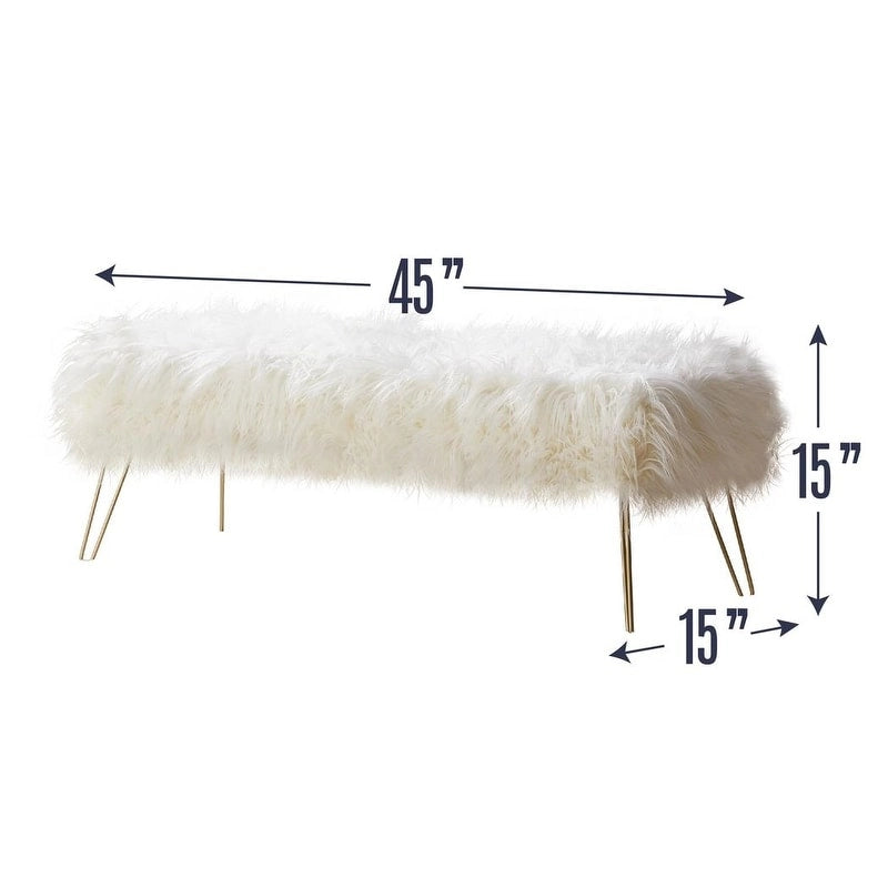 Banc long contemporain moderne en fausse fourrure Silver Orchid Nilsson