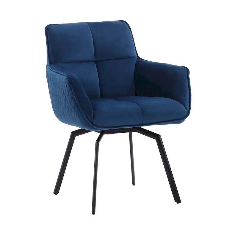 Fauteuil d'appoint pivotant en velours avec accoudoirs ergonomiques et pieds en métal