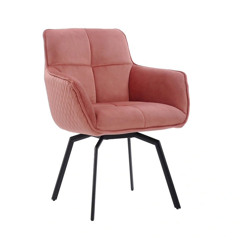 Fauteuil d'appoint pivotant en velours avec accoudoirs ergonomiques et pieds en métal