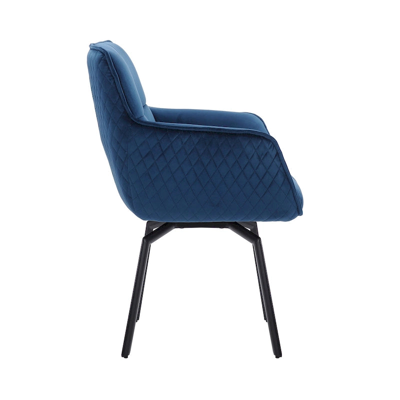 Fauteuil d'appoint pivotant en velours avec accoudoirs ergonomiques et pieds en métal