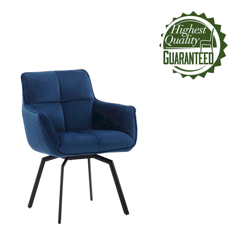 Fauteuil d'appoint pivotant en velours avec accoudoirs ergonomiques et pieds en métal