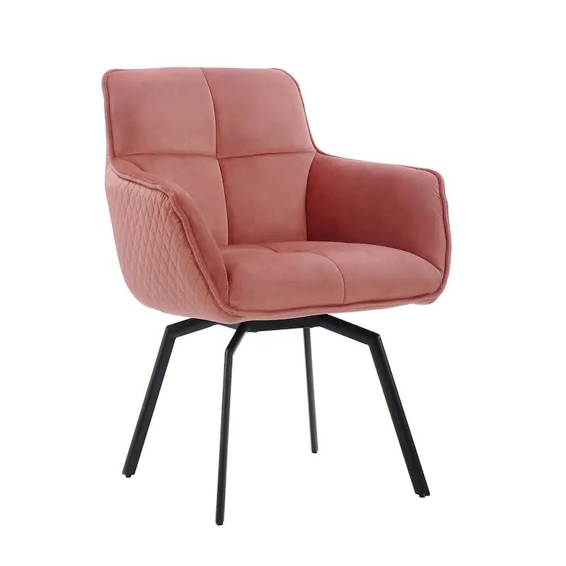 Fauteuil d'appoint pivotant en velours avec accoudoirs ergonomiques et pieds en métal