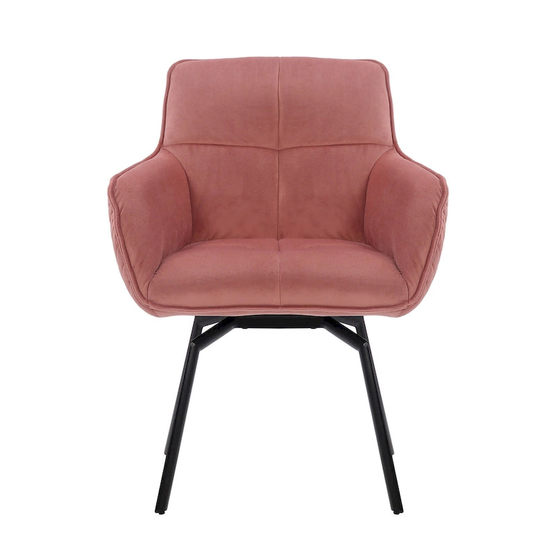 Fauteuil d'appoint pivotant en velours avec accoudoirs ergonomiques et pieds en métal