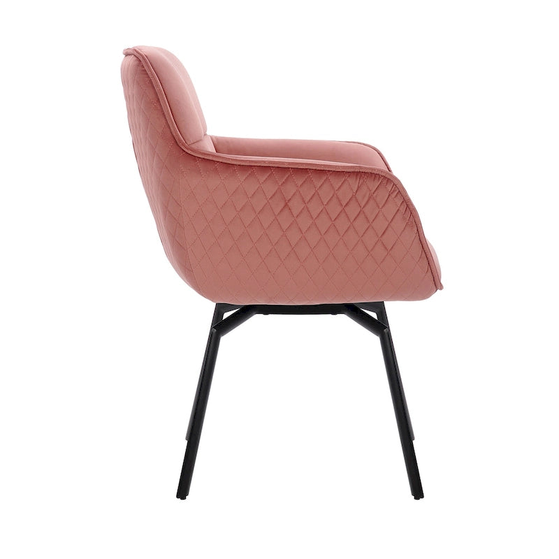 Fauteuil d'appoint pivotant en velours avec accoudoirs ergonomiques et pieds en métal