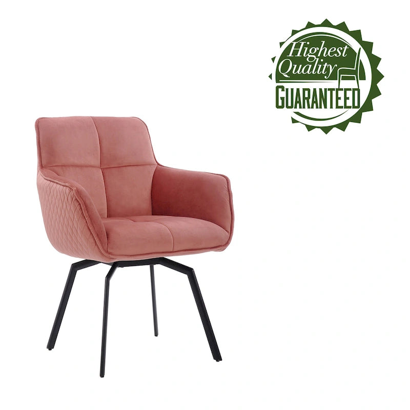 Fauteuil d'appoint pivotant en velours avec accoudoirs ergonomiques et pieds en métal