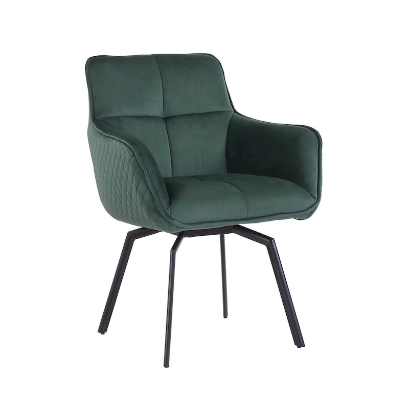 Fauteuil d'appoint pivotant en velours avec accoudoirs ergonomiques et pieds en métal