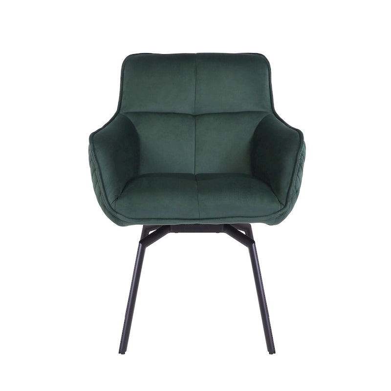 Fauteuil d'appoint pivotant en velours avec accoudoirs ergonomiques et pieds en métal