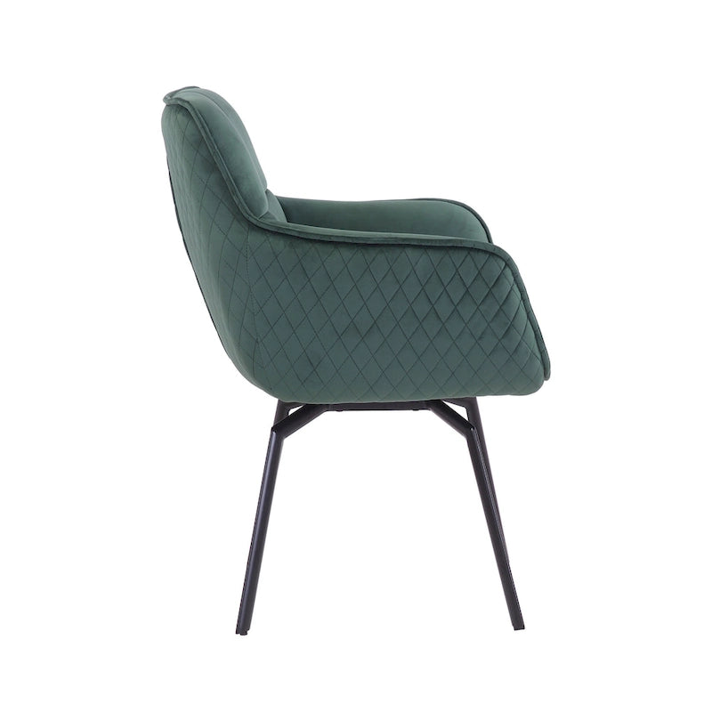 Fauteuil d'appoint pivotant en velours avec accoudoirs ergonomiques et pieds en métal