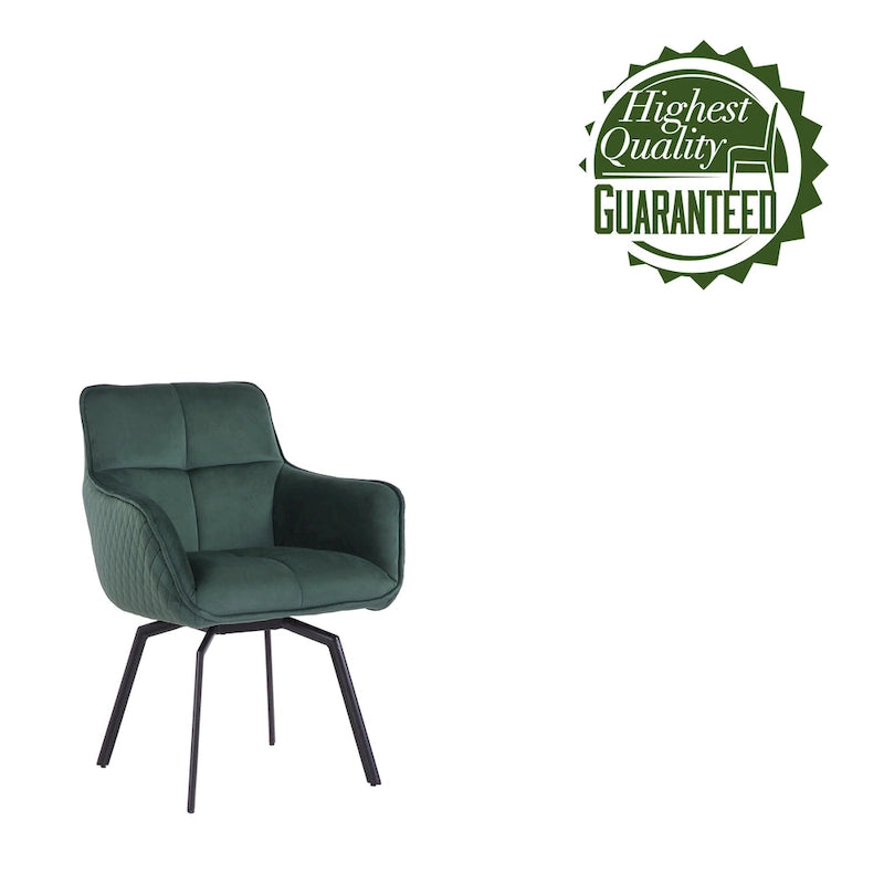 Fauteuil d'appoint pivotant en velours avec accoudoirs ergonomiques et pieds en métal